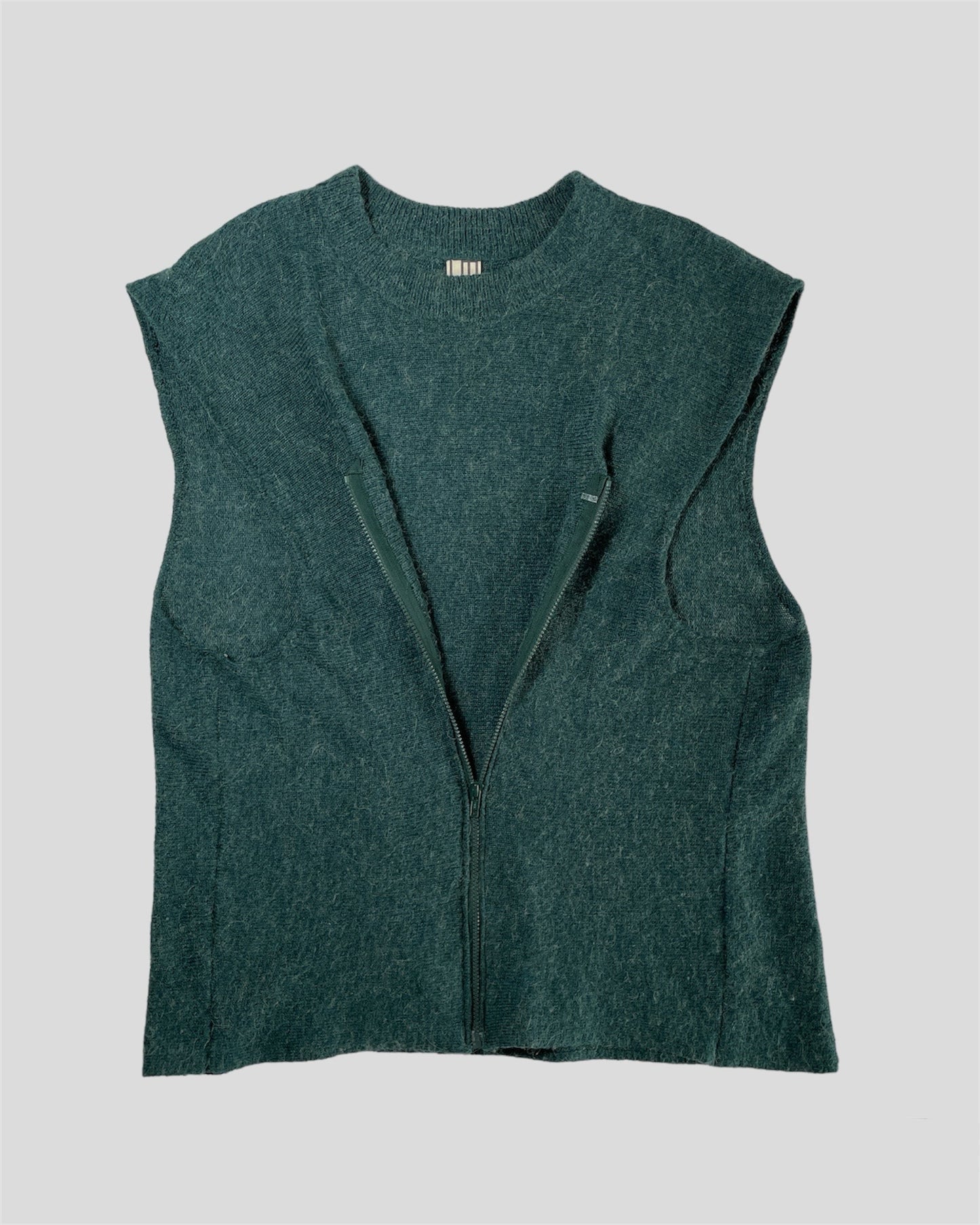 MOHAIR KNIT ZIP-UP VEST