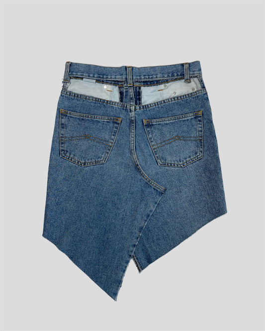 ASYMMETRICAL DENIM MINI SKIRT