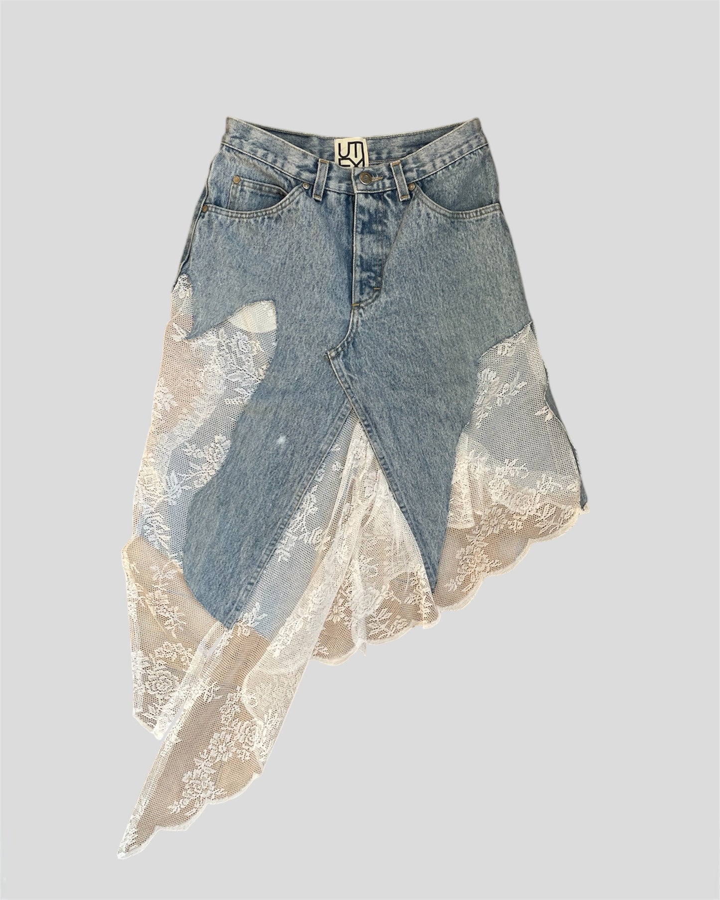 LACE-DENIM SKIRT