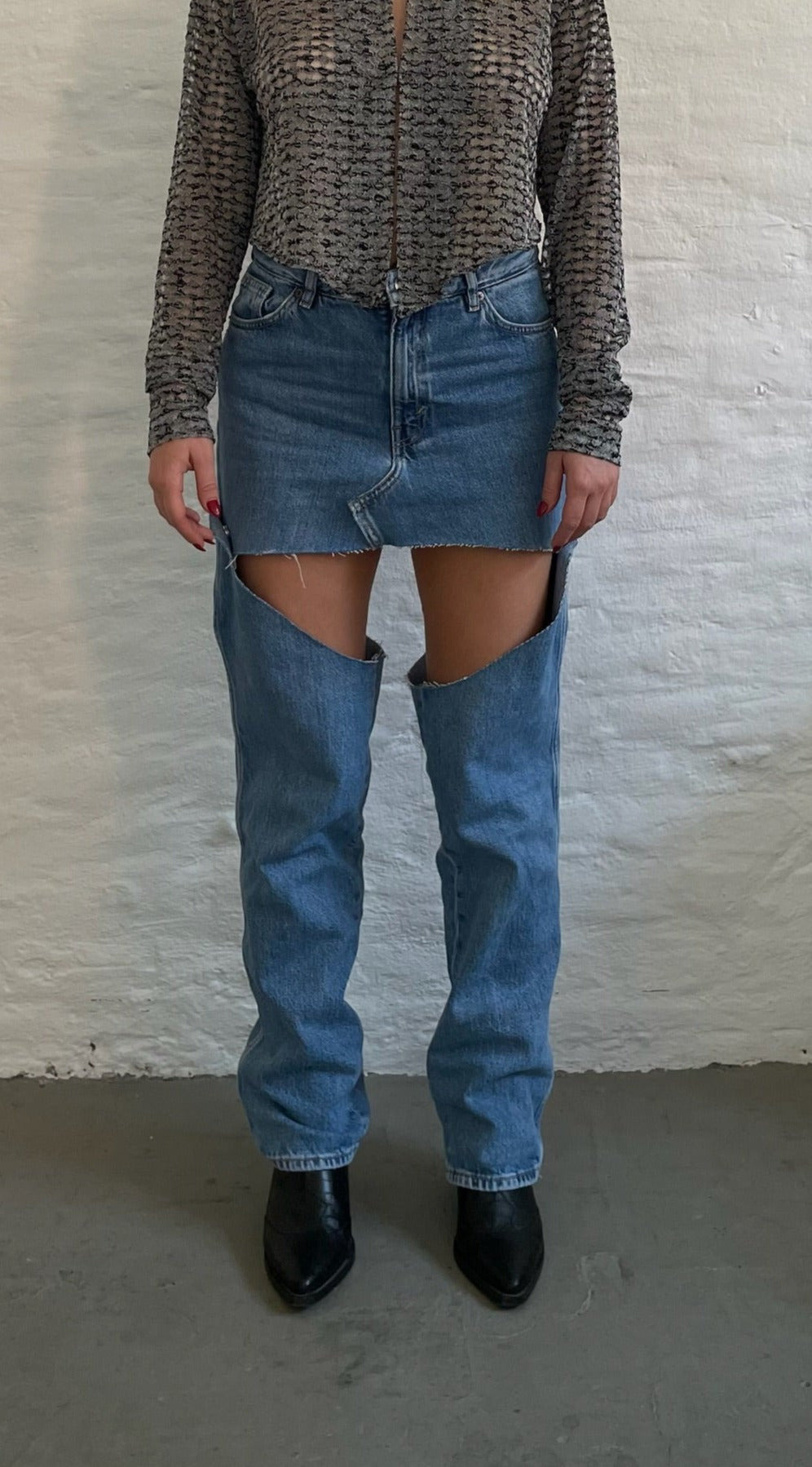 MINI DENIM LEGS SKIRT