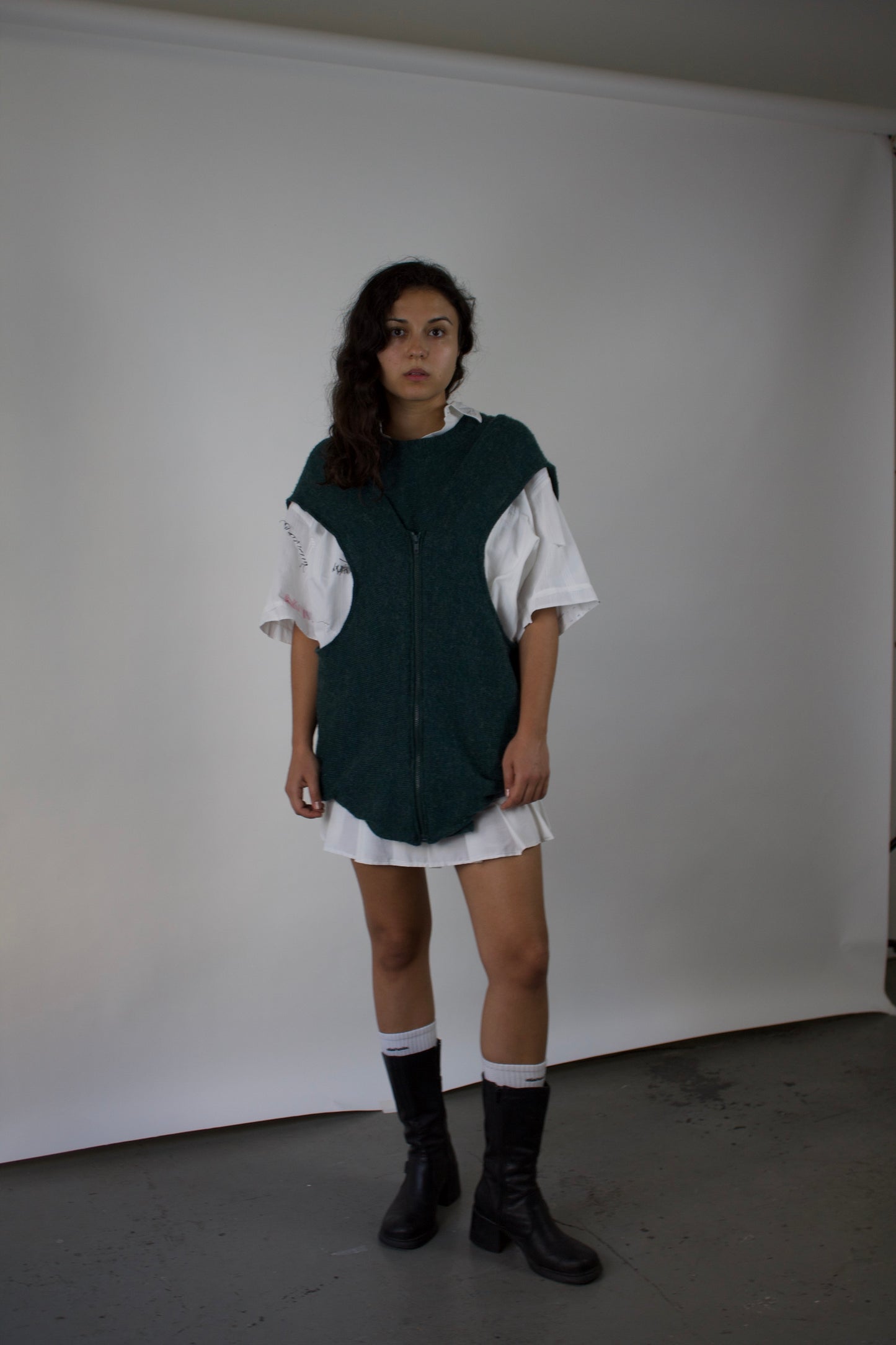 MOHAIR KNIT ZIP-UP VEST