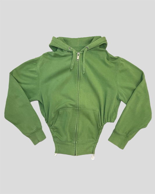 GREEN V-CUT ZIP-HOODIE