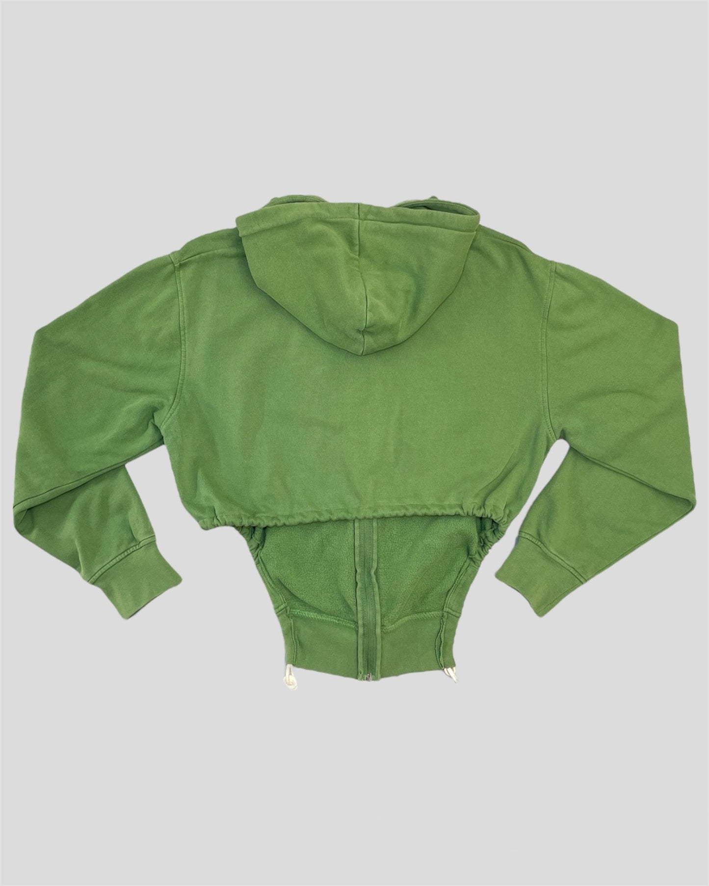 GREEN V-CUT ZIP-HOODIE