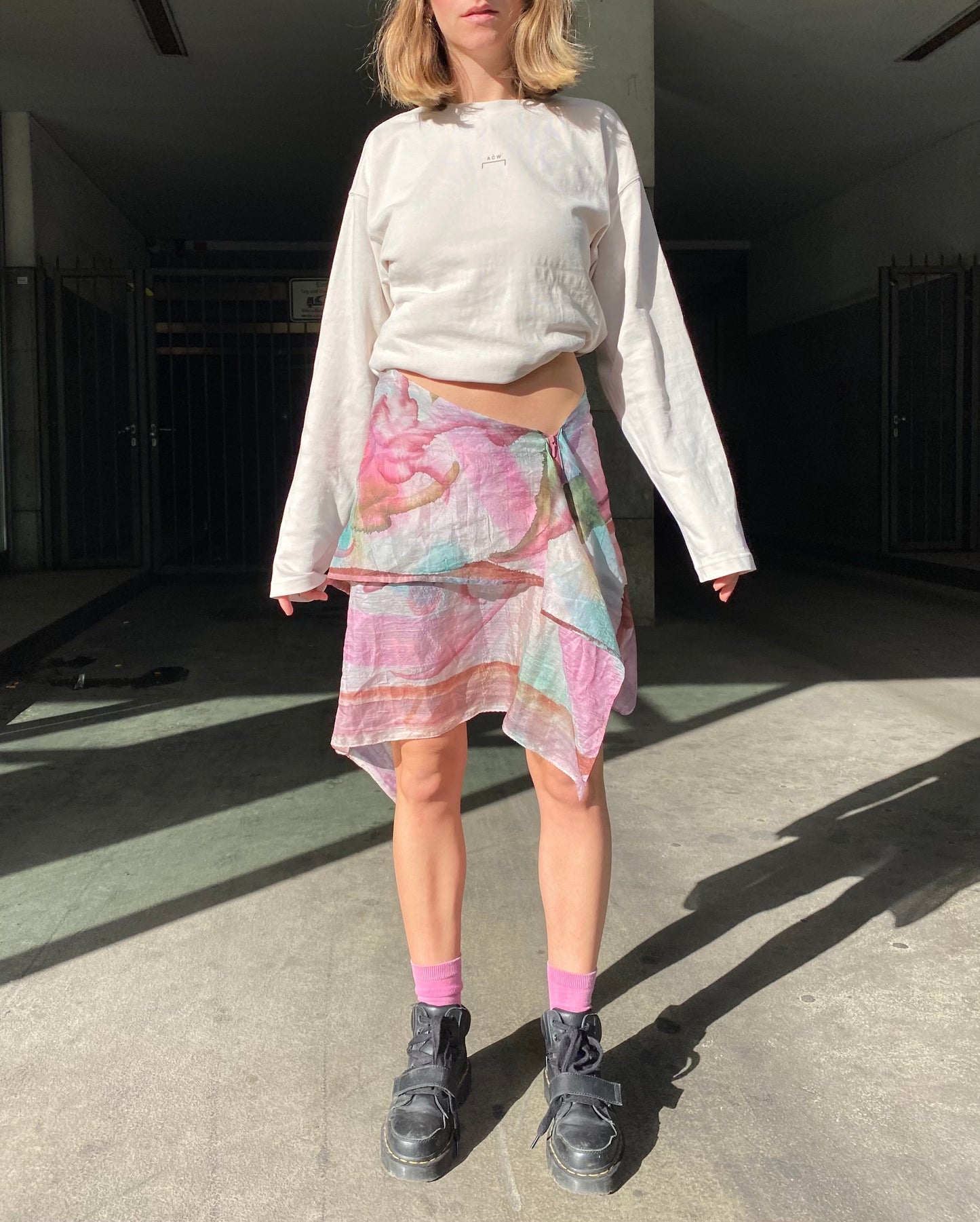 ASYMMETRICAL SILKY SCARF-STYLE SKIRT