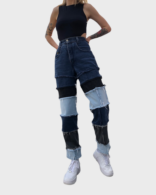 PATCHWORK-HOSE AUS DENIM