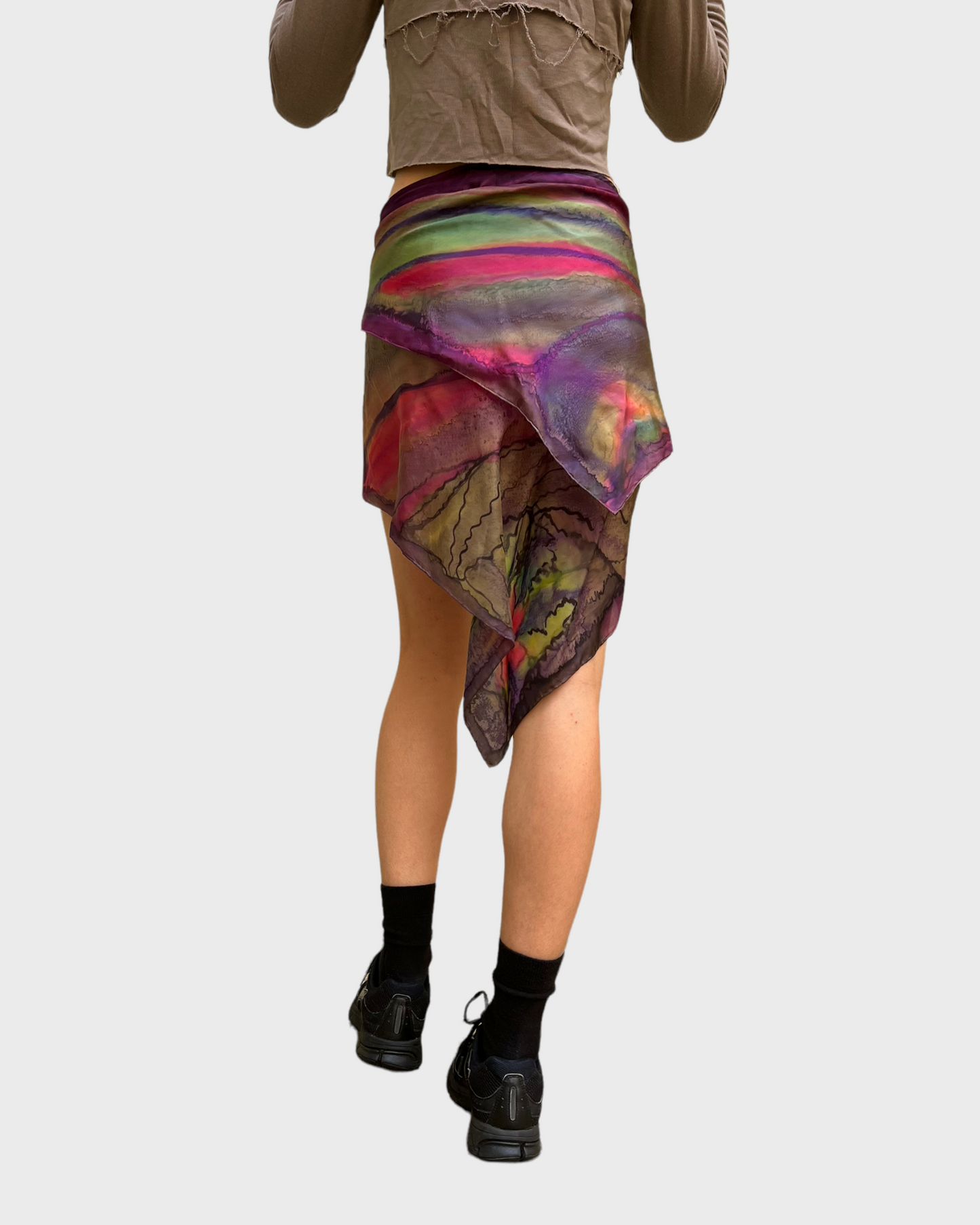 ASYMMETRICAL SILKY SCARF-STYLE SKIRT